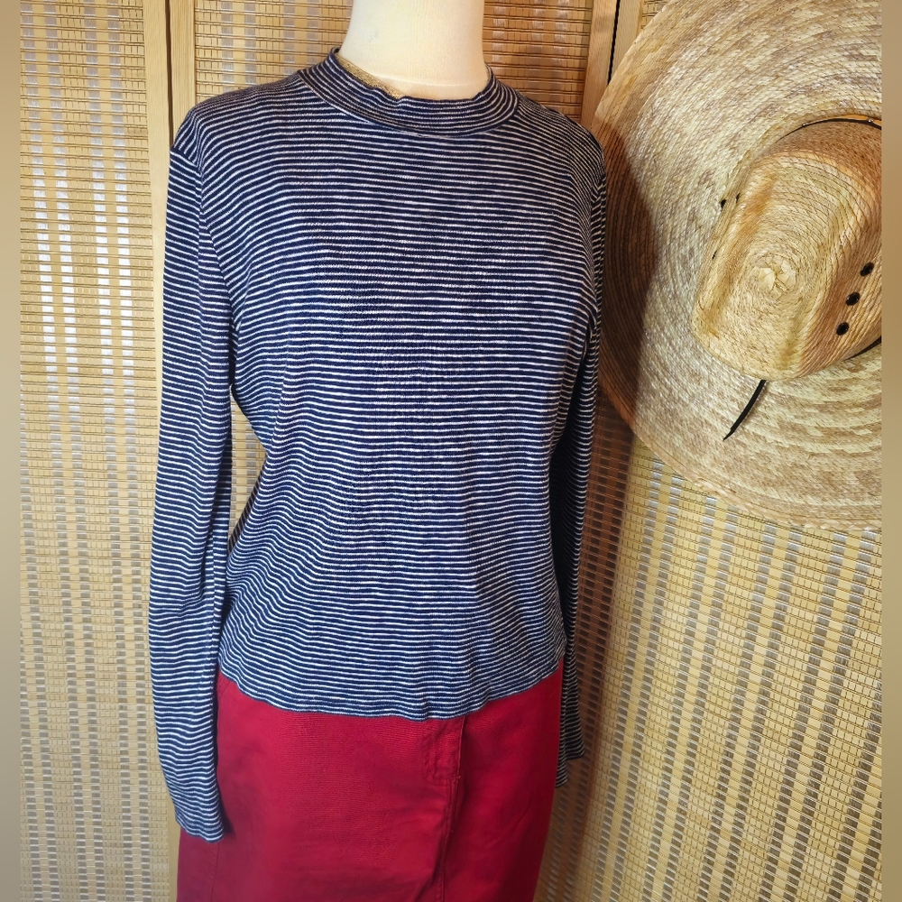 Navy Blue & White Striped Longsleeve Shirt by Madewell